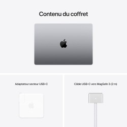 Apple MacBook Pro 2021  with Apple M1 Chip (14-inch, 16 GB RAM, 512 GB SSD) (AZERTY French) Gris sidéral (Reconditionné)